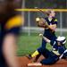 Chelsea second baseman Madeline Day looks to throw to first after making an out on Monday, April 29. Daniel Brenner I AnnArbor.com